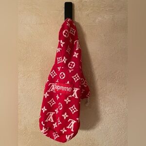 Faux lv supreme dog hoodie
